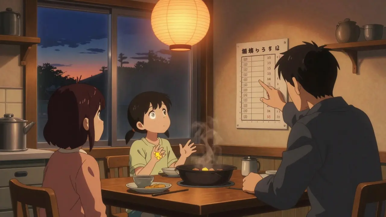 A family at dinner notices subtle physical signs of familial hypercholesterolemia in the daughter.