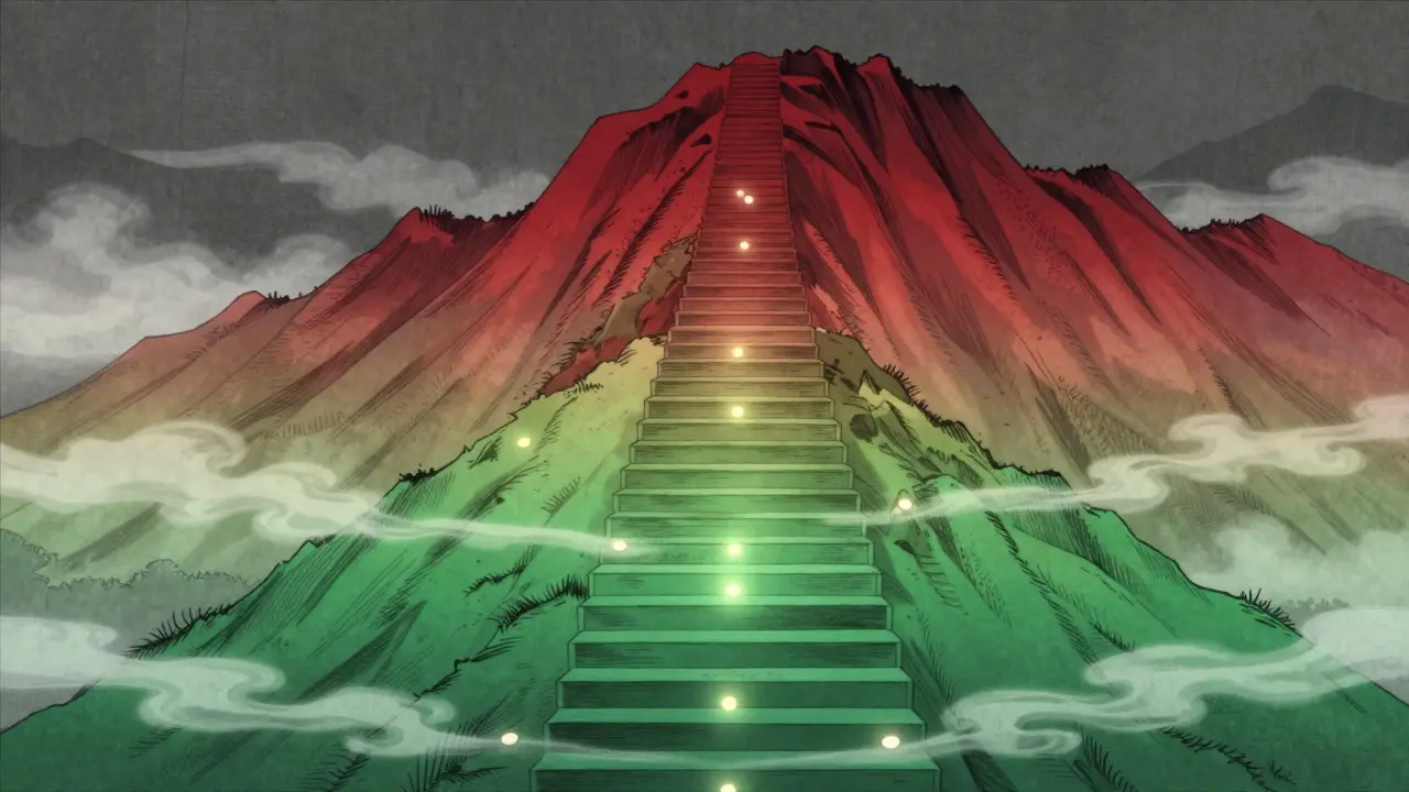 Abstract mountain path representing drug coverage tiers